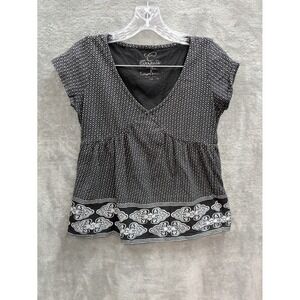 Babydoll‎ Top Size Medium Black White Dotted Motif Y2K Retro Bohemian Casual